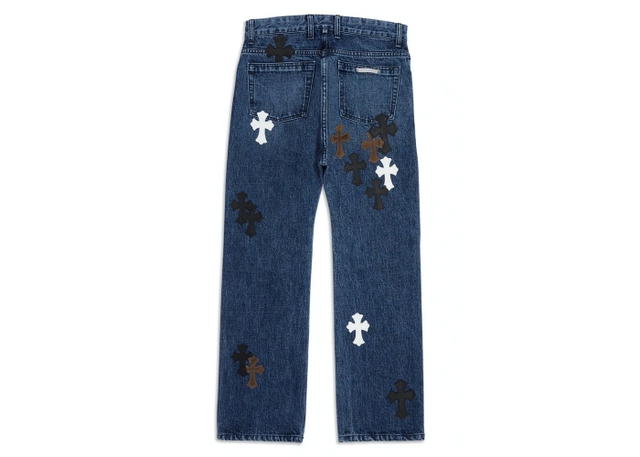Chrome Hearts Chrome Hearts Fleur Knee Cross Patch Jeans Blue - view 2