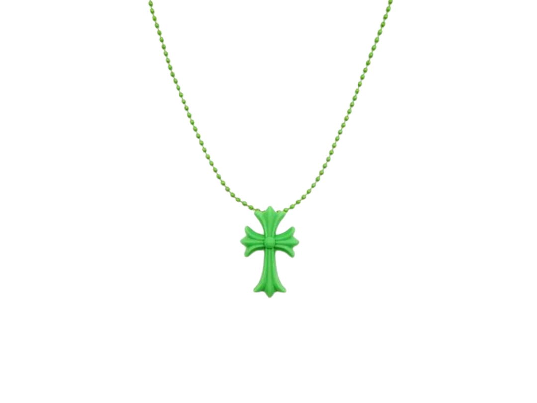 Chrome Hearts Chrome Hearts Green Resin Cross Pendant Ball Chain