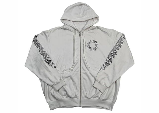 Chrome Hearts Chrome Hearts Horseshoe Floral Zip Up Hoodie White - view 1