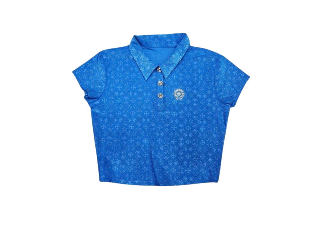 Chrome Hearts Chrome Hearts Jacquard Polo Logo Blue