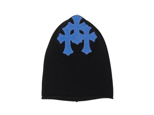Chrome Hearts Chrome Hearts Leather Cemetery Cross Patch Cashmere Mask Black Blue - view 1