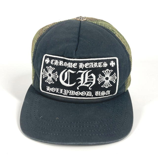 Chrome Hearts CHROME HEARTS logo camouflage mesh hat cap baseball cap cotton Green/Black - view 3