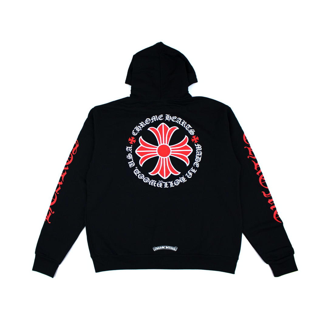 Chrome Hearts Chrome Hearts Made In Hollywood Plus Cross Zip Up Hoodie Black/Red