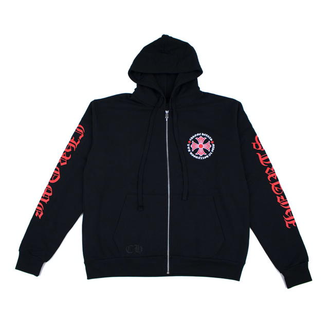 Chrome Hearts Chrome Hearts Made In Hollywood Plus Cross Zip Up Hoodie Black/Red - view 2