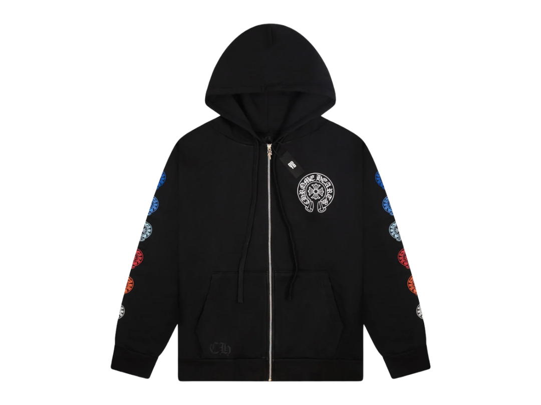 Chrome Hearts Chrome Hearts Multicolor Horseshoe Logo Zip Up Hoodie Black