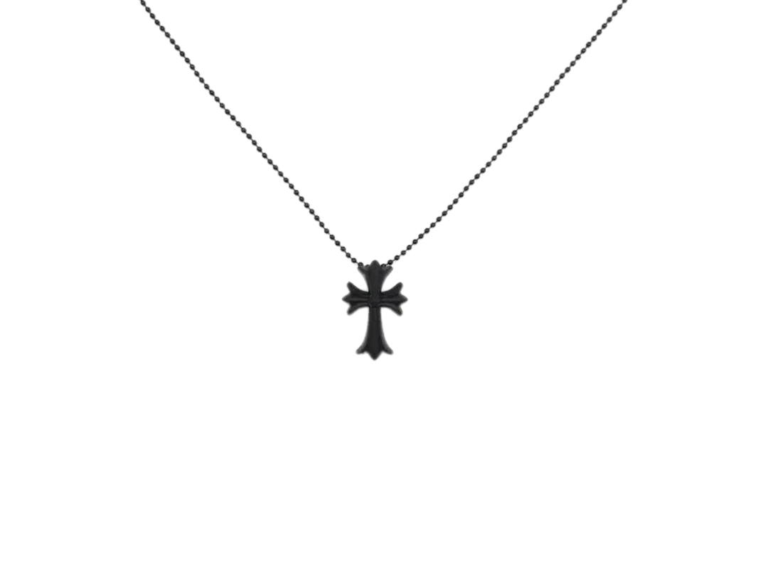 Chrome Hearts Chrome Hearts Resin Black Cross Pendant Ball Chain