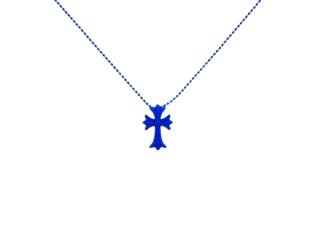 Chrome Hearts Chrome Hearts Resin Blue Cross Pendant Ball Chain