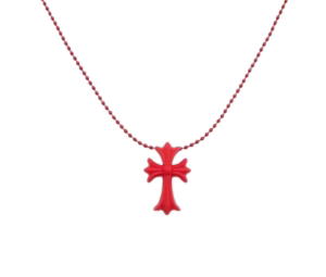 Resin Red Cross Pendant Ball Chain