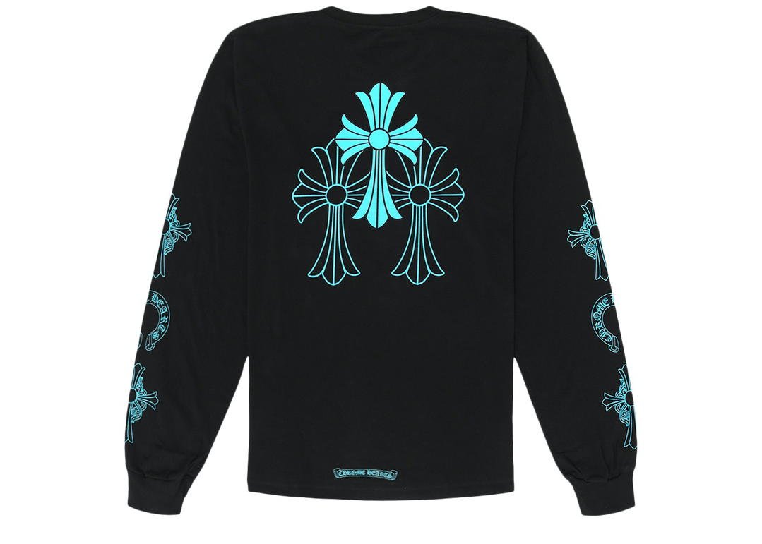 Chrome Hearts Chrome Hearts Triple Cross Logo L/S T-Shirt Black/Blue