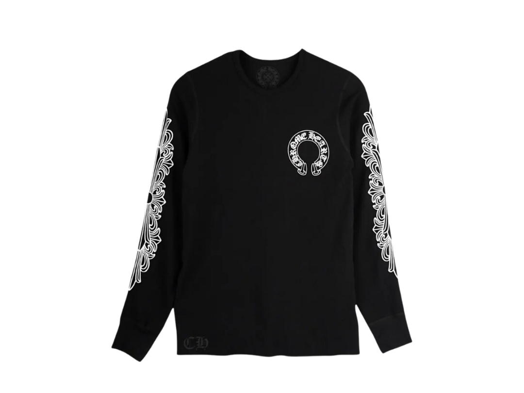 Chrome Hearts Chrome Hearts Horse Shoe Floral Thermal Long Sleeve Tee Shirt Black