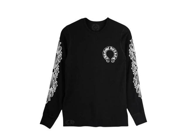 Chrome Hearts Chrome Hearts Horse Shoe Floral Thermal Long Sleeve Tee Shirt Black - view 1