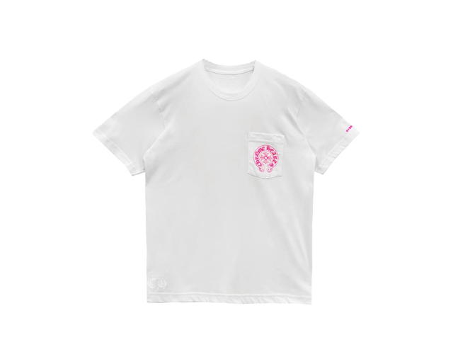 Chrome Hearts Chrome Hearts Pink Horseshoe Logo Short Sleeve T-Shirt Tee White - view 2