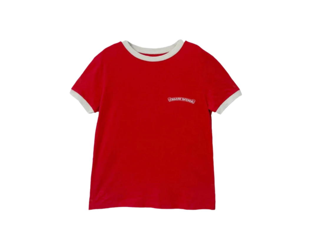Chrome Hearts Chrome Hearts Roller Skate White Scroll Logo Front Horseshoe Logo Back Tee Red (Women's)