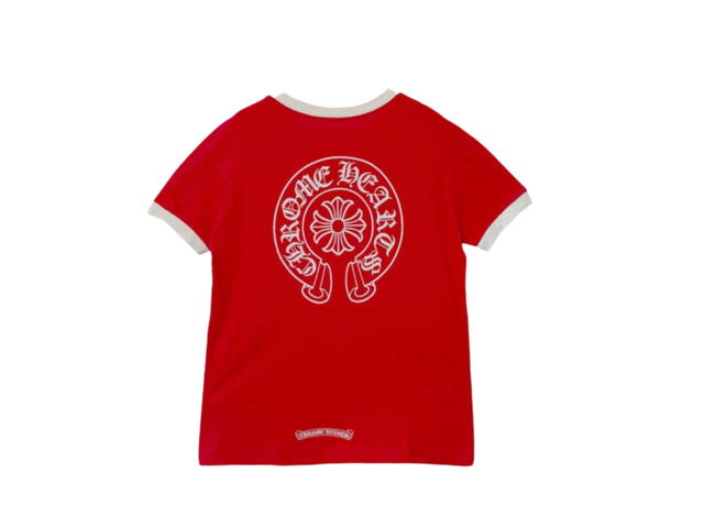 Chrome Hearts Chrome Hearts Roller Skate White Scroll Logo Front Horseshoe Logo Back Tee Red (Women's) - view 2