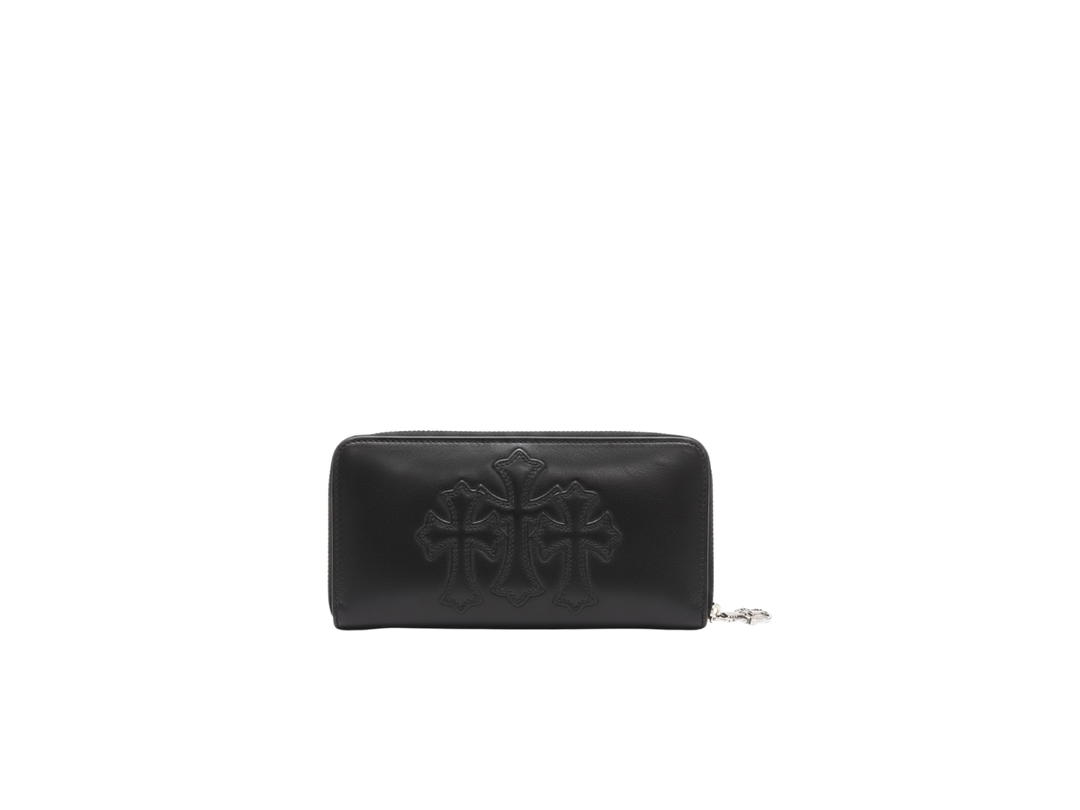 Chrome Hearts Chrome Hearts Cemetery Cross Round Zip Leather Long Wallet Black