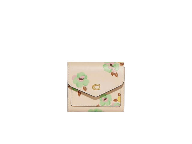 Coach Coach Wyn Small Wallet In Gold Hardware With Floral Print Ivory - view 1