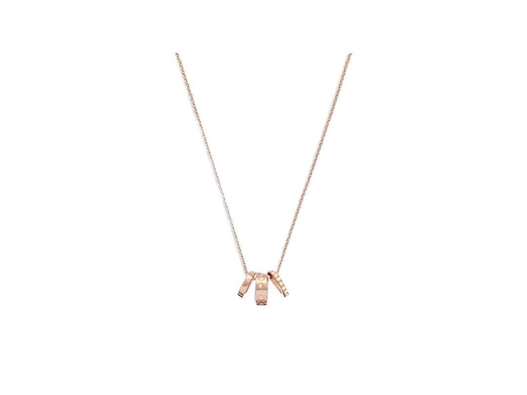 Coach Coach Signature Enamel Rondell Necklace Rose Gold