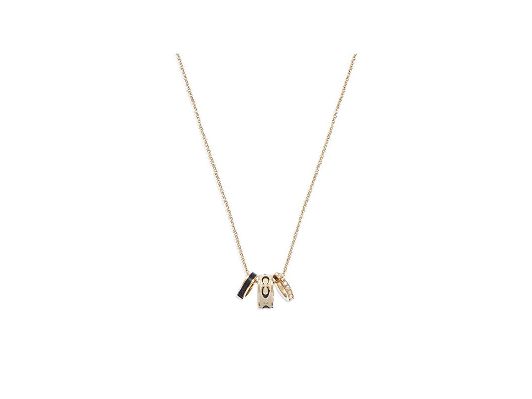 Coach Coach Signature Enamel Rondell Necklace Gold  White