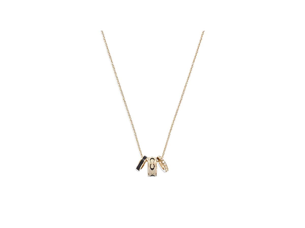 Coach Coach Signature Enamel Rondell Necklace Gold White