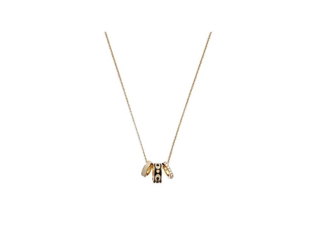 Coach Coach Signature Enamel Rondell Necklace Gold  White