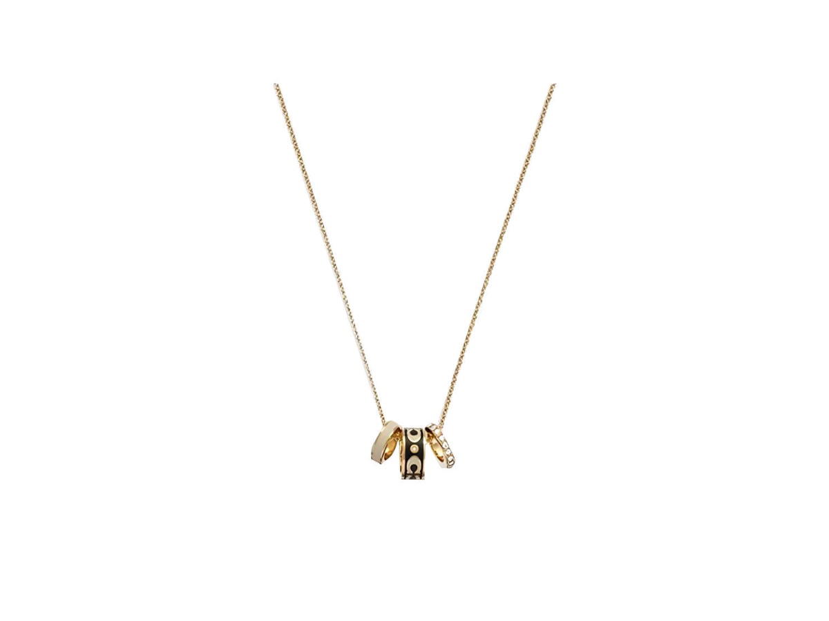 Coach Coach Signature Enamel Rondell Necklace Gold White