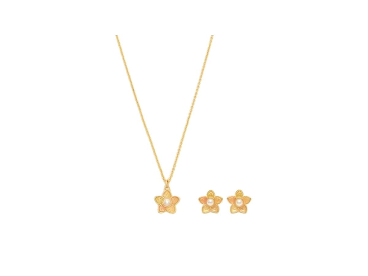 Coach Coach Wildflower Earrings and Necklace Set in Gift Box Gold