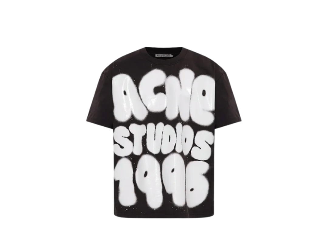 Acne Studios Acne Studios Relaxed Fit Logo T-shirt Spray Effect Print Black