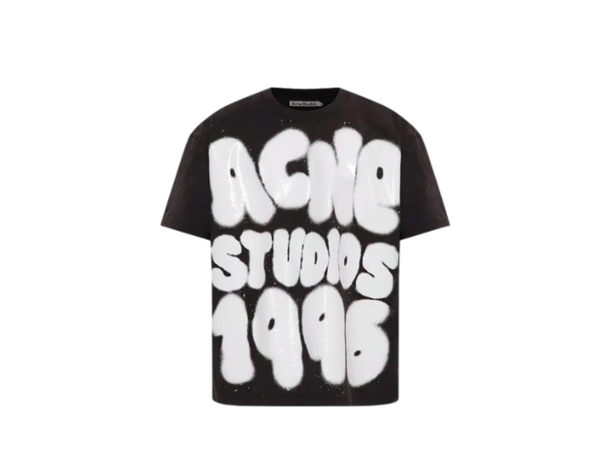 Acne Studios Acne Studios Relaxed Fit Logo T-shirt Spray Effect Print Black