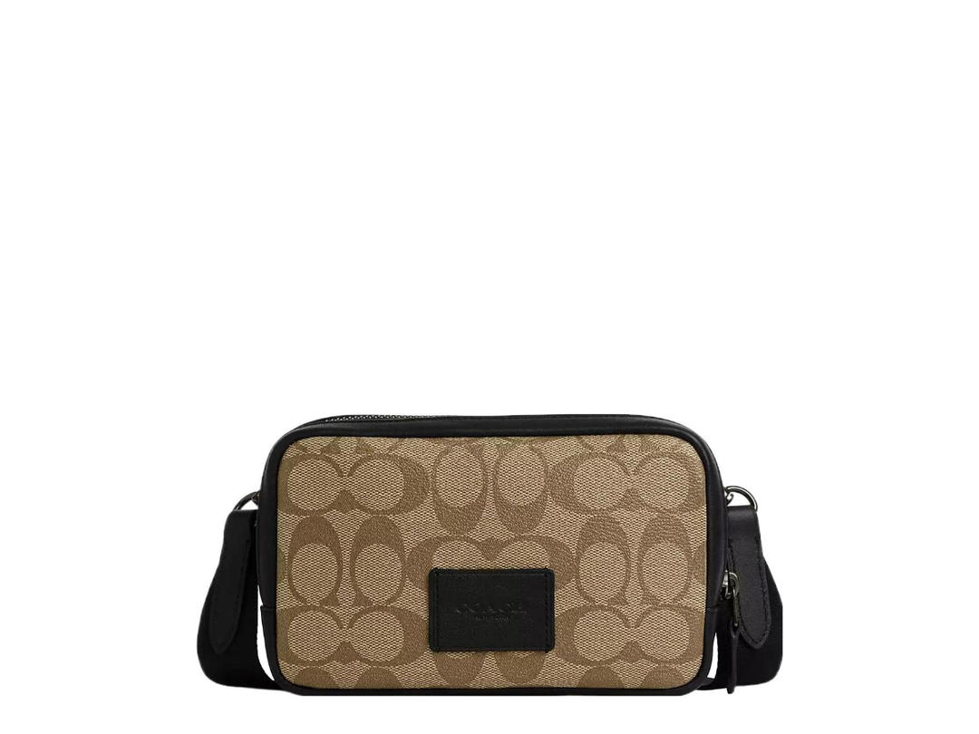 Coach Coach Carrier Phone Crossbody In Signature Canvas Khaki