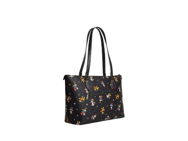 Coach Coach X Disney Gallery Tote Holiday Print Gunmetal Black Multi - view 2