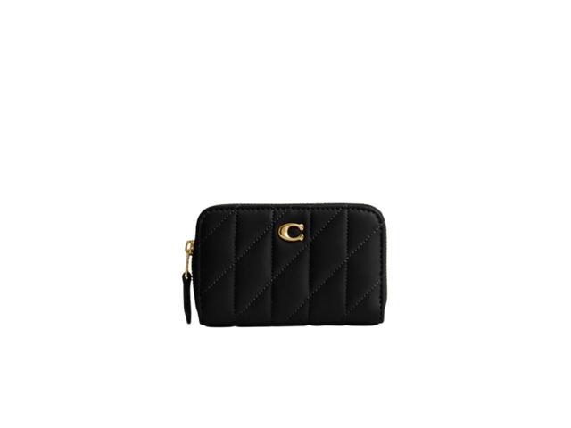 Coach Coach Small Zip Around Card Case With Pillow Quilting Black - view 1