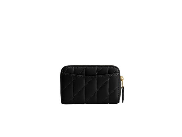 Coach Coach Small Zip Around Card Case With Pillow Quilting Black - view 2