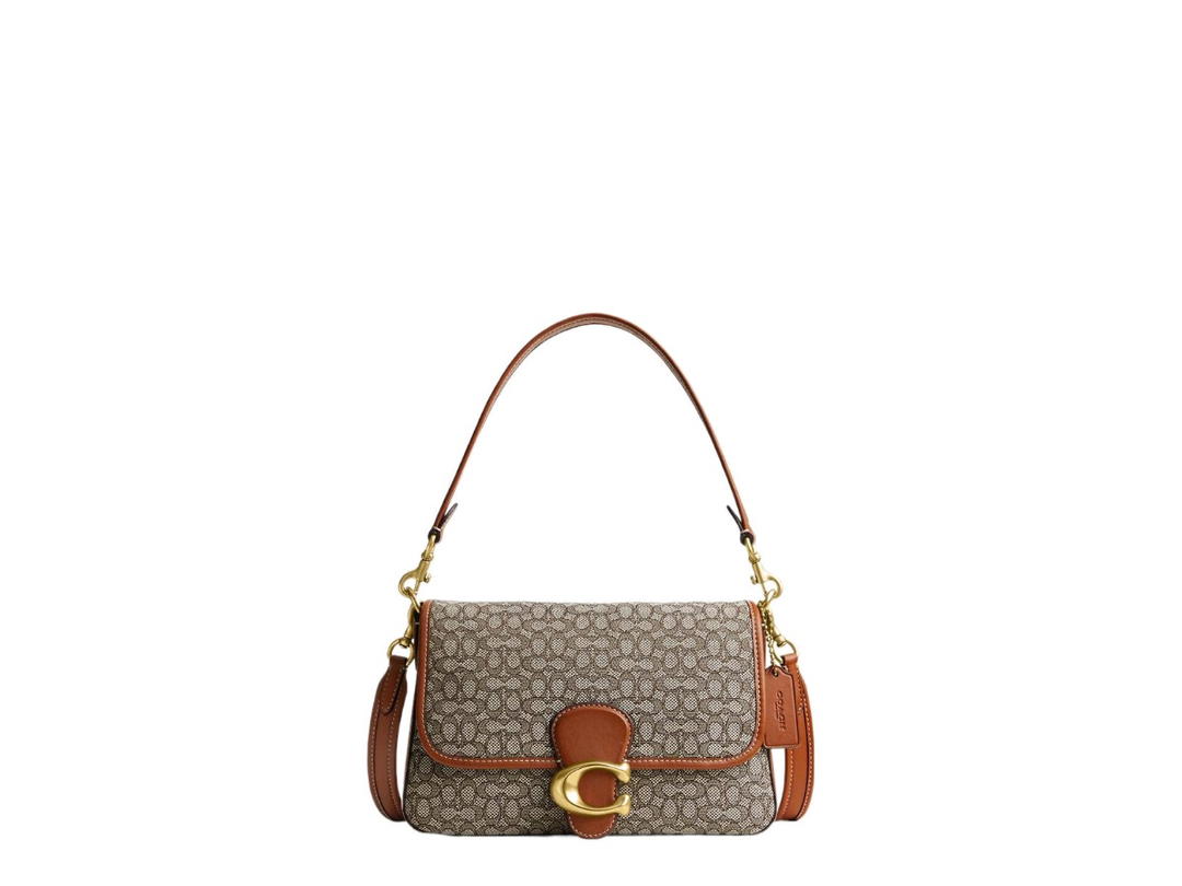 Coach Coach Soft Tabby Shoulder Bag In Micro Signature Jacquard Brown & Gray