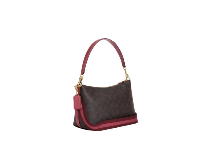 Coach Coach Clara Shoulder Bag In Signature Canvas With Horse And Sleigh Brown Rouge - view 3
