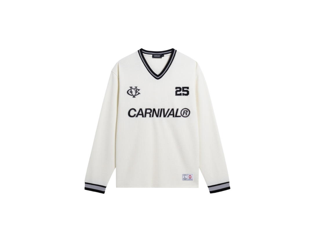 Carnival Carnival Association V-neck Waffle Ls T-shirt (SS25) Holiday In The Sun Offwhite