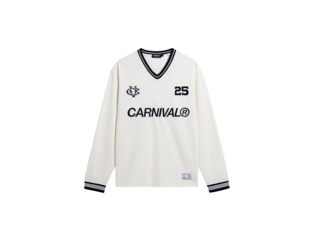 Carnival Carnival Association V-neck Waffle Ls T-shirt (SS25) Holiday In The Sun Offwhite - view 1