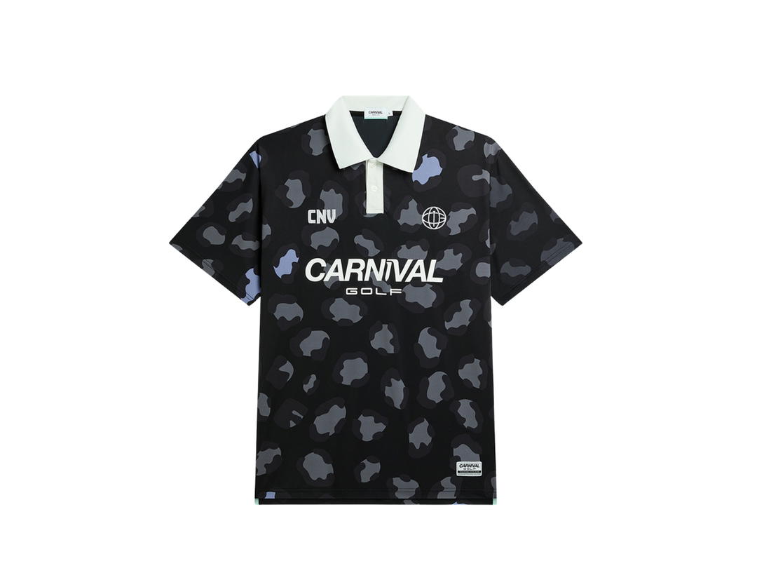 Carnival Carnival Golf Leopard Polo Black