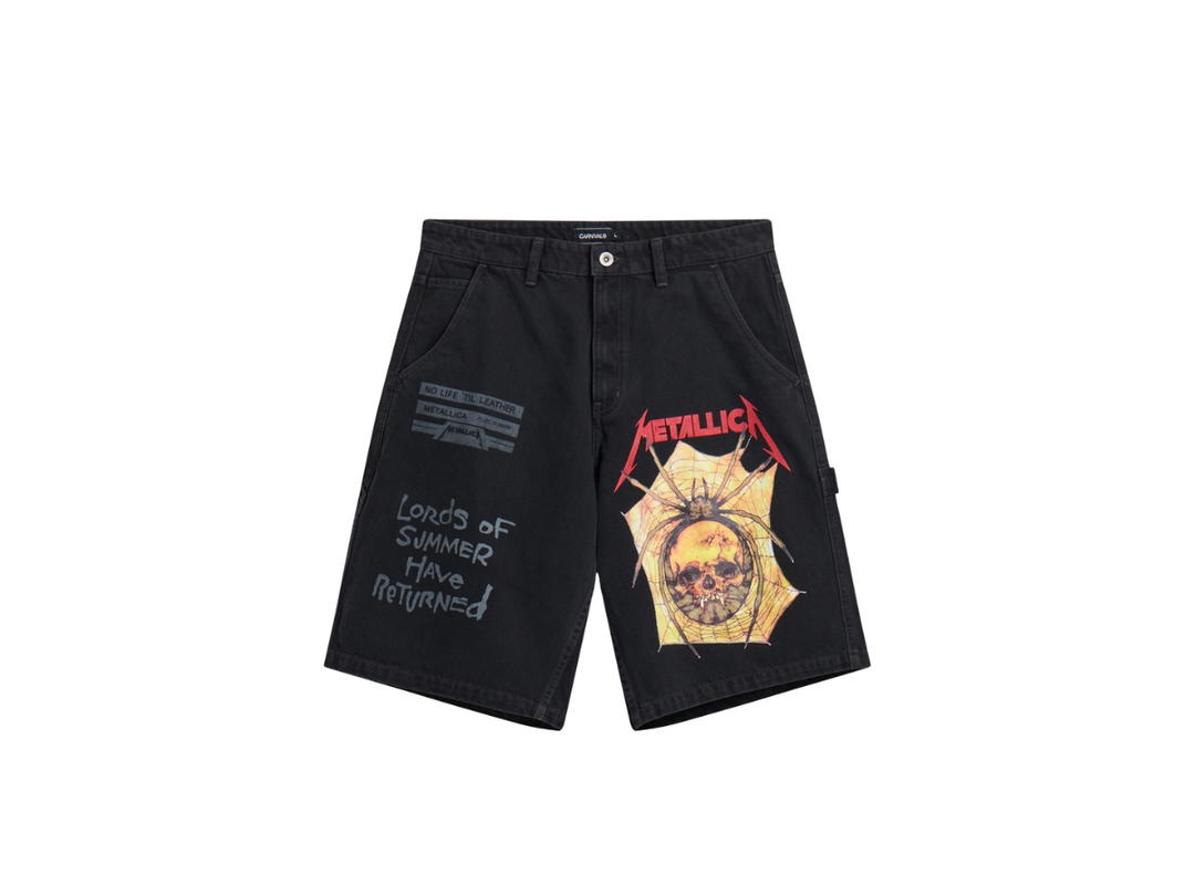 Carnival Carnival x Metallica Denim Shorts Black