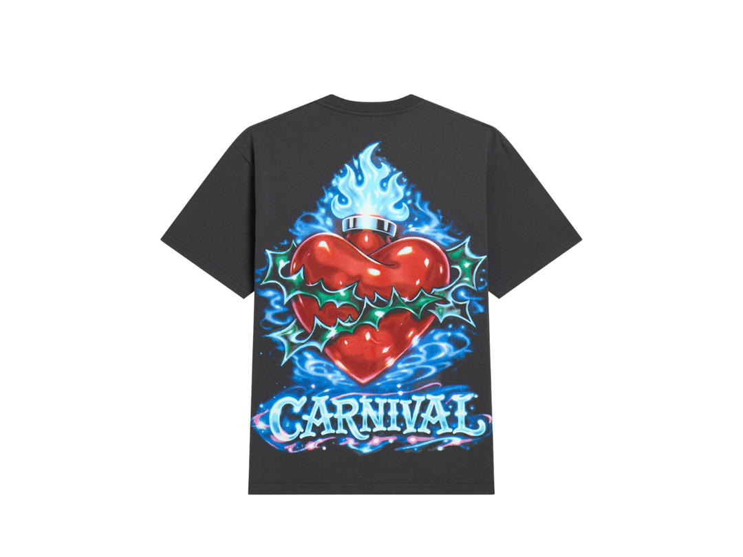 Carnival Carnival Blue Flaming Heart Washed Boxy T-shirt Grey (SS26)