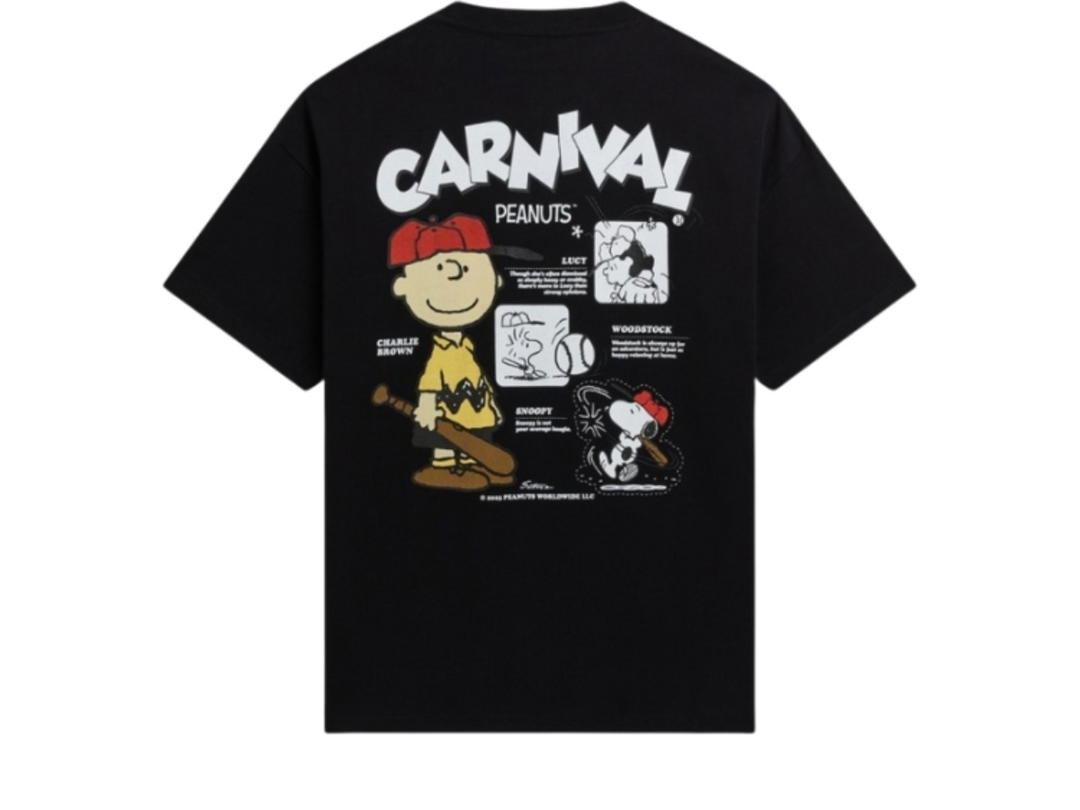 Carnival Carnival X Peanuts Charlie And Snoopy Ovs Washed T-Shirt Black