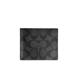 Coach 3 In 1 Wallet In Signature Canvas Charcoal Black