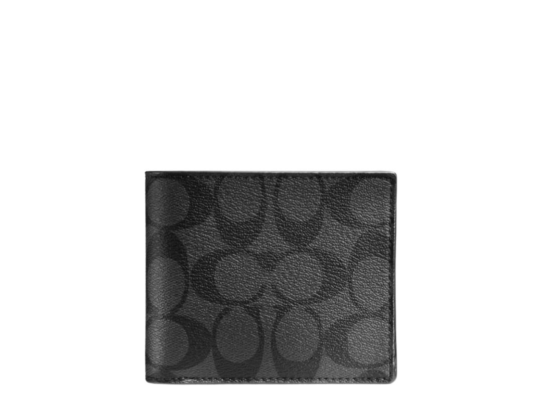 Coach Coach 3 In 1 Wallet In Signature Canvas Charcoal Black