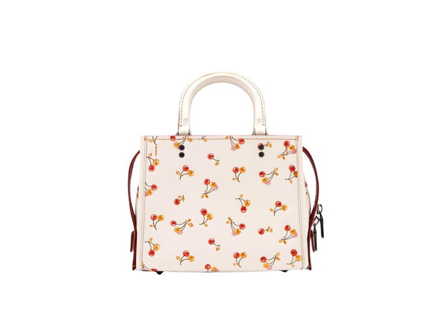Coach Coach 1941 Rogue Shoulder Bag In Leather and Cherry Print With Silver Hardware White - view 2