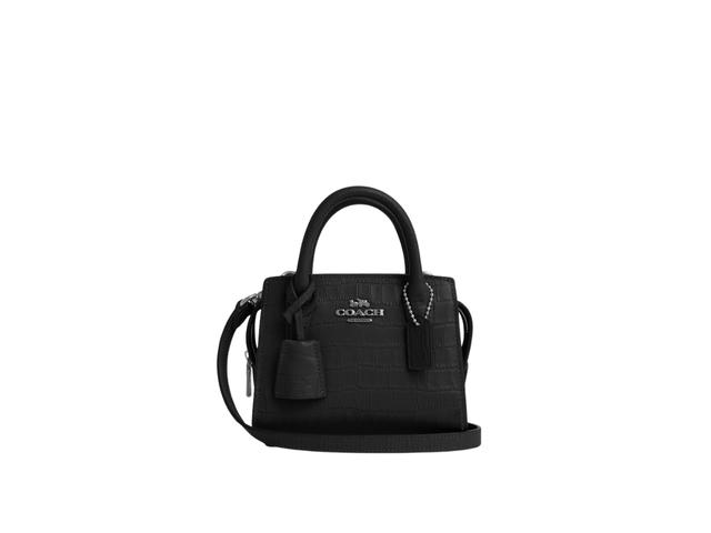 Coach Coach Andrea Mini Carryall In Crocodile-Embossed Leather And Smooth Leather With Silver Hardware Black - view 1