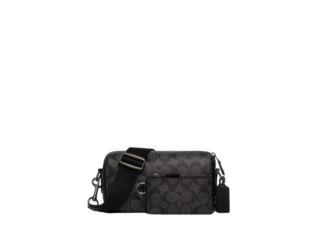 Coach Coach Axel Crossbody Bag In Signature Coated Canvas And Smooth Calf Leather With Metal Hardware Charcoal-Black