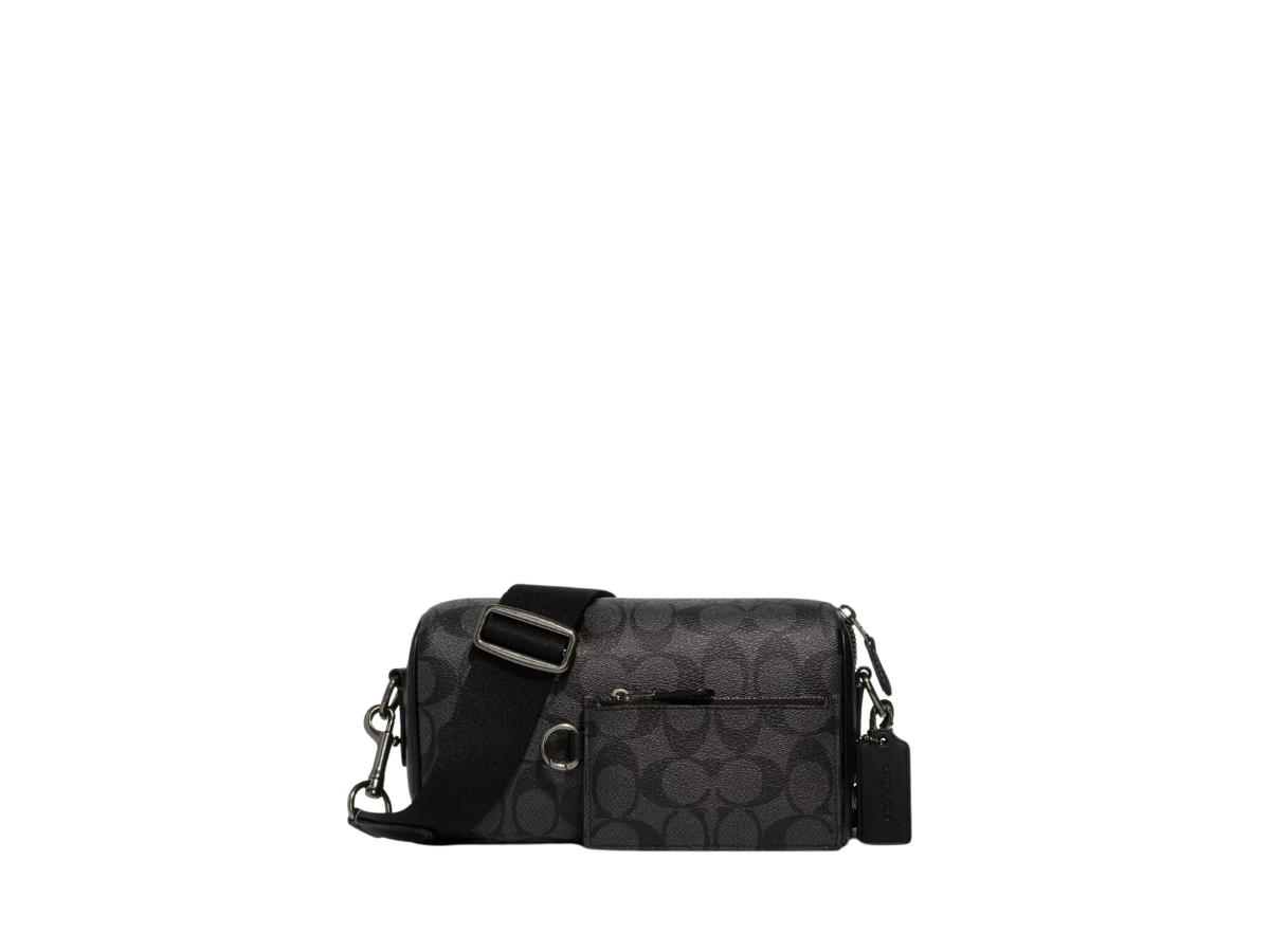Coach Coach Axel Crossbody Bag In Signature Coated Canvas And Smooth Calf Leather With Metal Hardware Charcoal-Black