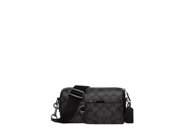 Coach Coach Axel Crossbody Bag In Signature Coated Canvas And Smooth Calf Leather With Metal Hardware Charcoal-Black - view 1