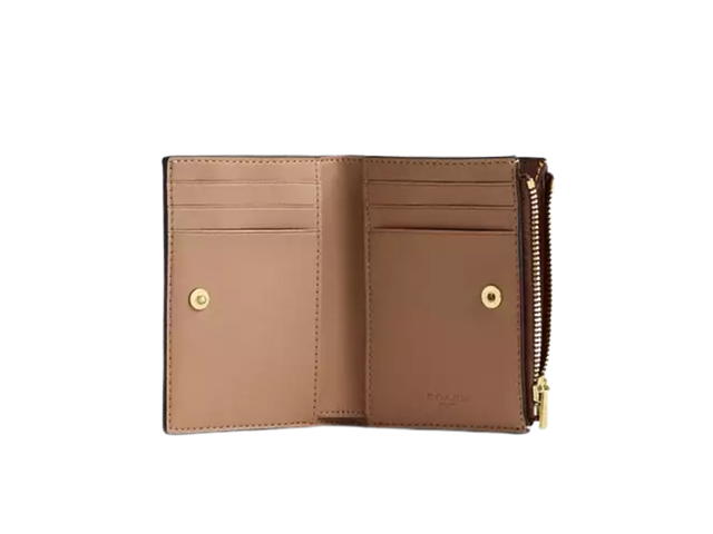 Coach Coach Bifold Wallet n Signature Canvas With Gold Tone Hardware Tan/Brown - view 2