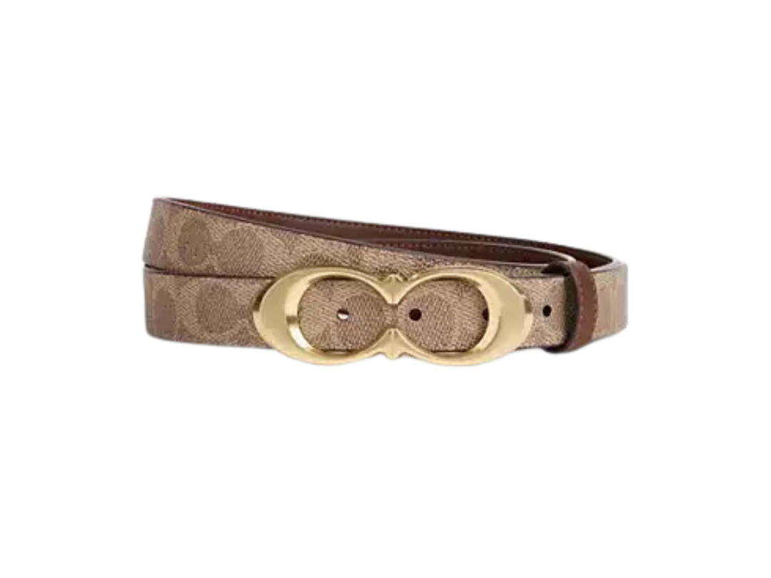 Coach Coach Buckle Belt 25 MM In Signature Coated Canvas With Gold Tone Hardware