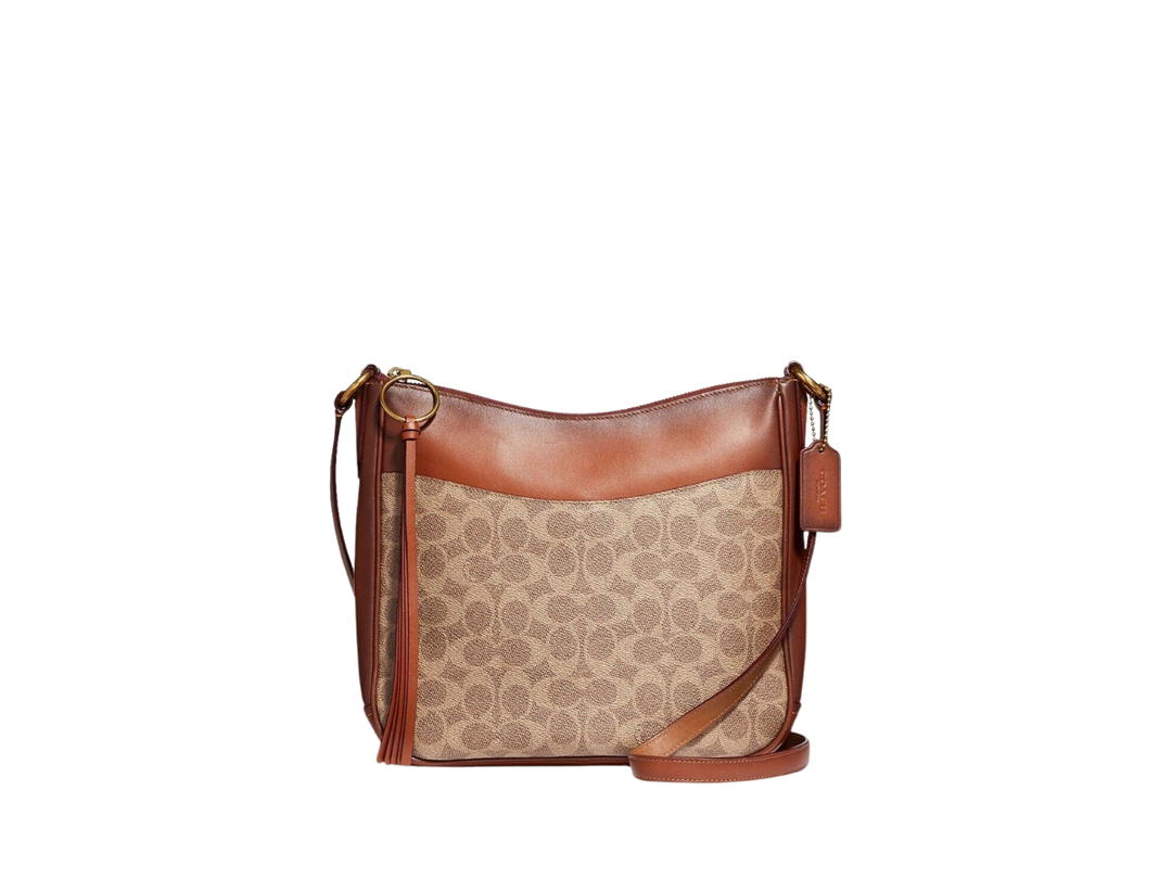 Coach Coach Chaise Crossbody In Signature Canvas With Metal Hardware Tan-Rust-Gold